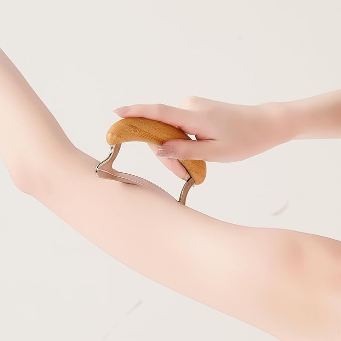 Greenstalk 2 in 1 Whole Body Stainless Steel Gua Sha Set for Muscle Relief, Wooden Massage Tools,Portable Body Scrapers Tool for Neck, Back, Feet Recovery.