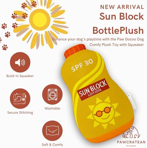 7" Squeaky Plush Toy for Puppies Small Dogs Self Etertainment Washable Soft Made [PET ONLY] (Lotion Bottle)