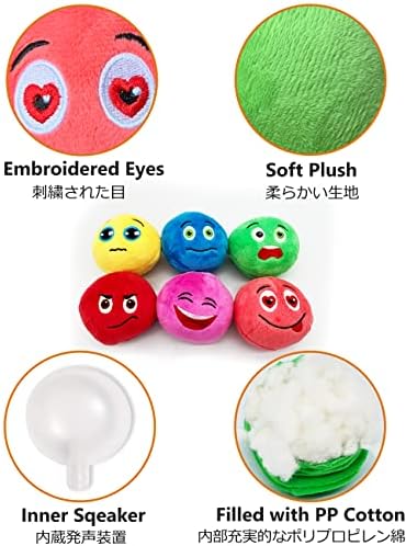 SCHITEC Squeaky Dog Toys, [6 Pack] Soft Stuffed Plush Balls with Squeakers, Interactive Fetch Play for Puppy Small Pets