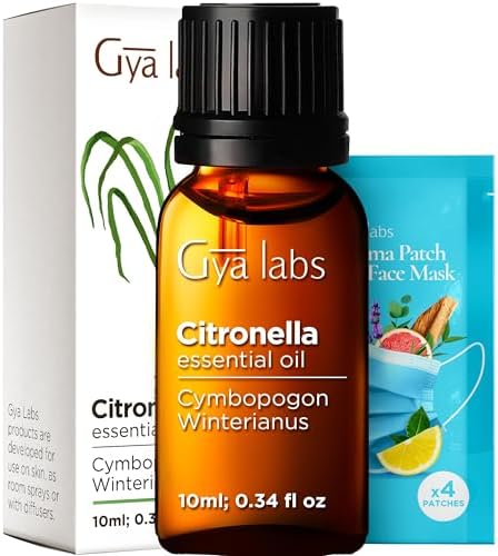 Gya Labs Citronella Essential Oil for Diffuser – 0.34 Fl Oz – Premium Grade Essential Oils for Diffuser, Aromatherapy, Hair Care, Skin Care, Body, Massage & DIY Candle Making Scents