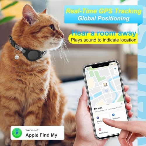 GPS Cat Tracker Collar, iOS‑Only Smart Pet Activity Tracker, 2 Pack | Cat GPS Tracker Collar, iOS Only, No Monthly Fee, Real‑Time Location, IP68, 10+ Mo Battery, Reflective Nylon, Global Tracking