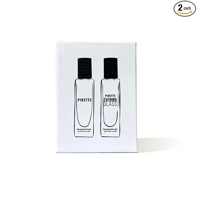 PIRETTE MIni Fragrance Oil Roll On Duo Set Evening Glass Fragrance Oils, Beach-Inspired, Long Lasting Perfume Oil Set, Travel Size Perfume, 2 x 0.25 fl oz