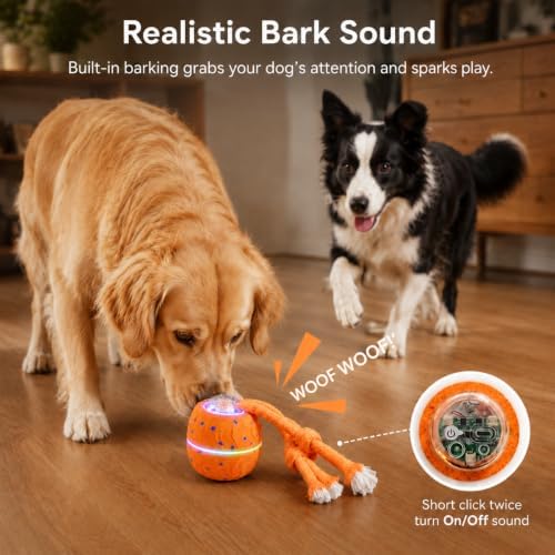 Smart Interactive Dog Ball, Automatic Rolling with LED Glow, E-TPU Dog Ball, Toy for Dog