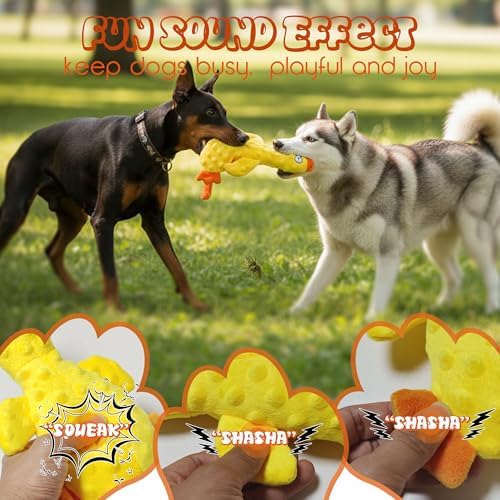Calming Yellow Duck Toy for Mellow Dog, Interactive Crinkle Plush Stuffed Duck Toy with Quack Sound for Dogs Teeth, Anti Anxiety Comforty Toy for Small Dogs Puppy Mellow Dog