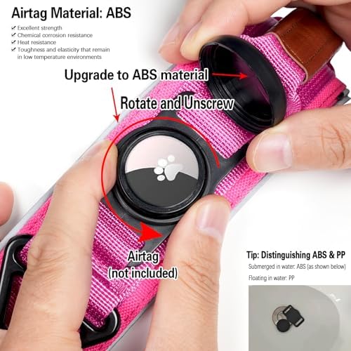 2" Tactical Dog Collar with Airtag Holder & Handle for Large Dogs (Pink)