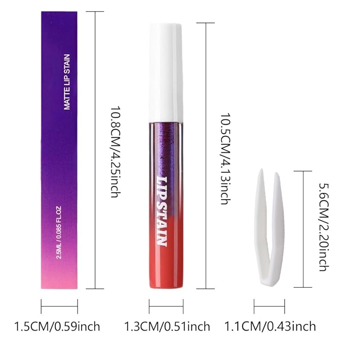 Matte Liquid Lip Stain Peel Off Lip liner Tattoo with Tweezer, Brownsih Red Liquid Lipstick Lipstain Long Lasting Waterproof for Women, Highly Pigmented Not Faded Smudge-proof Easy to Apply, 05
