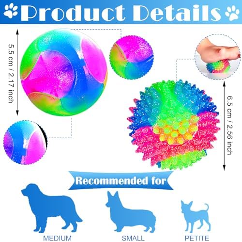 Skylety 2 Pack 2.5" Light up LED Dog Balls for Puppy Small, Medium Dogs