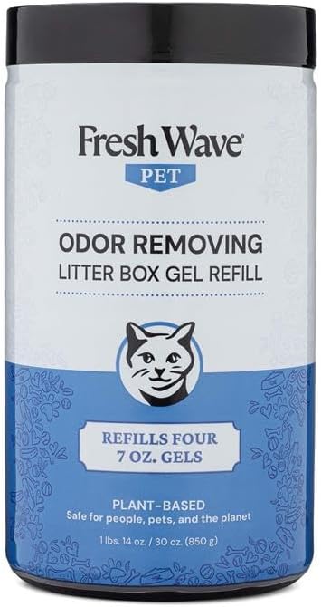 Fresh Wave Litter Box Gel Deodorizer, Pet Odor Eliminator, 30 oz Refill | Plant-based formula, No perfume or harsh chemicals, Place within 3 ft of litter box, refill 7oz up to 4x, Safe for pets