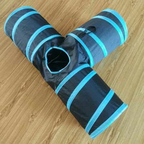 Cat Tunnels, Pet Ferret Rabbit Bunny Tunnels Tubes Subway Habitats, T-Style, DIY Cat Peekaboo Maze House Tent Bed, Kitten Interactive Toy (T Type 3 Way (Straight))