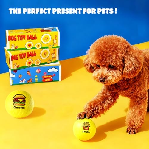 Dog Balls Tennis Balls for Dogs, Interactive Dog Toys for Aggressive Chewers, Dog Toy to Keep Them Busy, Puppy Chew Toys for Teething, Durable Dog Ball for Medium Small (Fast Food-3.0")