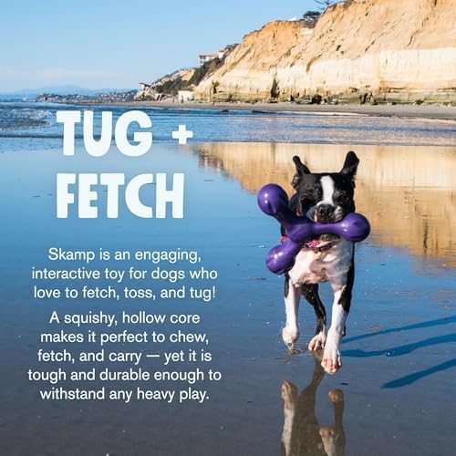 WEST PAW Zogoflex Air Skamp Tug-of-War Stick Dog Chew Toy – Hollow, Squishy Interactive Toy for Dogs, Puppies – for Chewing, Catch, Carry, Fetch, Dishwasher Safe, Latex-Free, Large 8.5", Aqua Blue