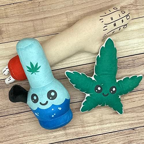 Dog Toy Bundle Water Pipe Zombie Arm and Green Leaf Funny Stuffed Plushies