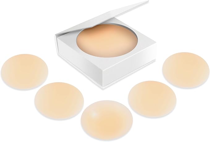 Nipple Covers - Reusable Adhesive Invisible Sticky Silicone Bra Nipple Coverage Pasties Breast Petal for Women