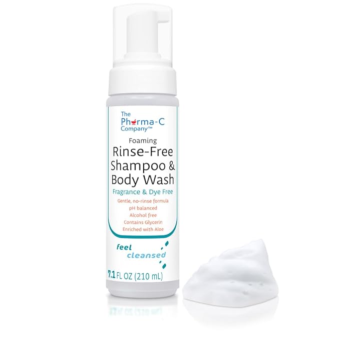 The Pharma-C Company - Foaming Rinse Free Shampoo & Body Wash [6 pack] - Fragrance & Dye Free - Hospital Tested Gentle No-Rinse Formula Leaves Hair & Body Fresh & Clean