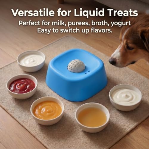 Dog Lick Bowl with Rolling Ball for Soft Treats, Interactive Slow Feeder