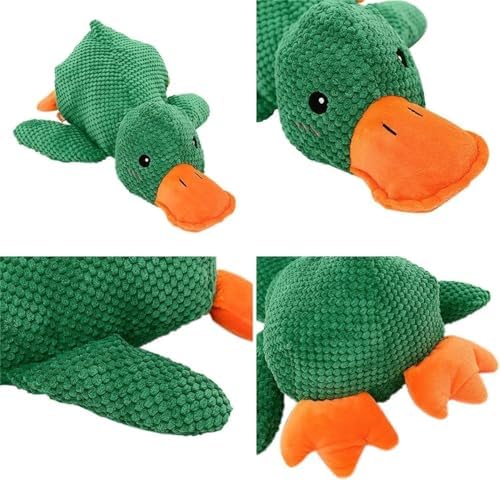 Duck-Shaped Dog Toys for Aggressive Chewers - Mellow Dog Calming Duck, 2025 Squeaky Crinkle Plush Chew Toy, Interactive Tug of War Toy to Keep Dogs Busy, Tough No-Stuffing for All Breeds