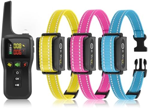 PetJoy Bark and Shock Collar Combo, Dog Bark Collar for Large Dogs, Auto Bark Collar with Remote (3 Dogs) - 3300 Ft Range, Remote and Automatic Modes 2 in 1
