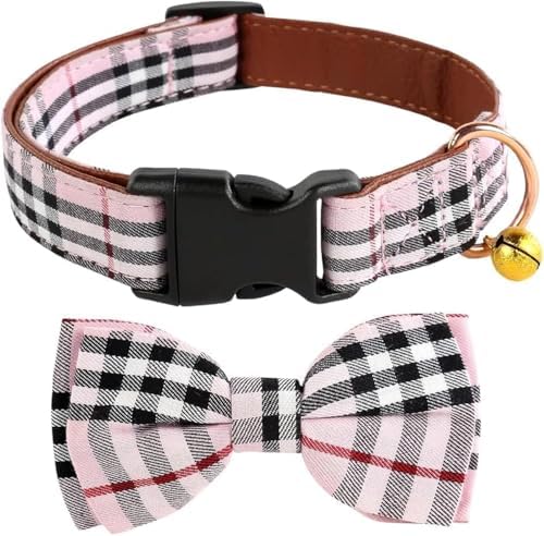 Yizepet Dog Collar with Bow Tie- Adjustable pet Collar for Dogs with Plastic Buckle Collar, Stylish Pattern for Small Medium or Large Boy and Girl Dog and Cat