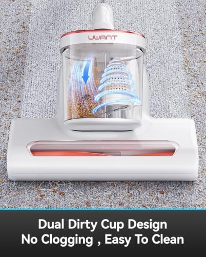 uwant Bed Cleaner with 16Kpa Suction Metal Roller 253.7nm Uv-c Light Mattress Vacuum Cleaner 36000RPM/Min 149℉ Heating HEPA Filter&Ultrasonic Mattress Vacuum for Sofa, Pillow, Bed Throws Set of 1