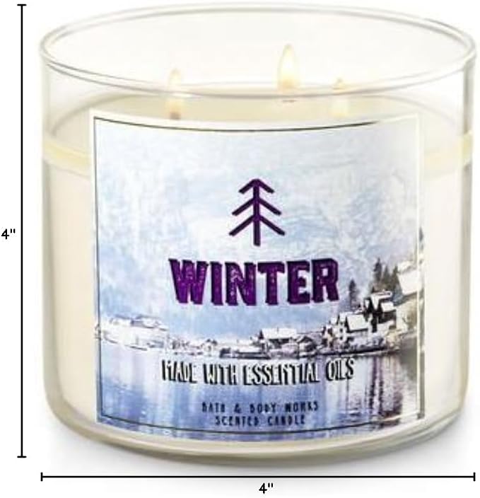 Bath and Body Works Candle Winter Fragrance 3 Wick 14.5 Ounce Essential Oils Winter