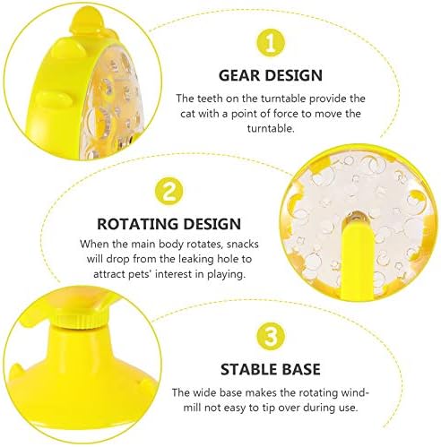 POPETPOP Windmill Cat Toy Feeder Rotating Treat Dispensing Toy for Cats Slow Food Dispenser Puzzle Feeder Interactive Pet to Slow Eating and Support Mental Stimulation 5.11 X 1.57 X 6.69 in