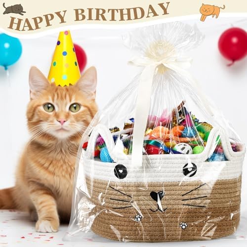 Zopeal 76 Pcs Cat Storage Basket Gift Toys Set, Khaki