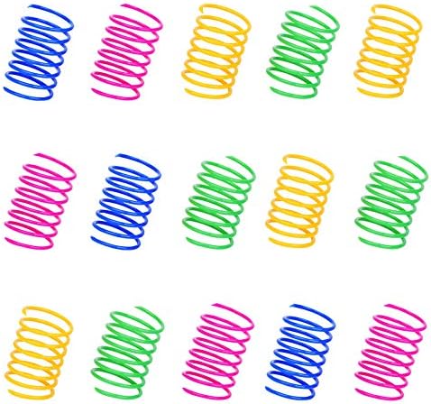 ISMARTEN 100 Pack Pet Wide Colorful Springs Cat Toys Plastic Coil Spiral Springs for Cat Kitten Pets (Random Color)