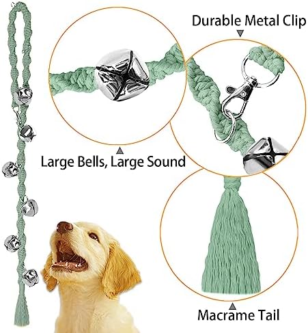 Dog Bells to Go Outside, Potty Training Bell, Handmade, Adjustable | Handmade with Premium Yarn, Twisted Style, Clear Jingle, Dog Potty Bell, Dog Door Bell.