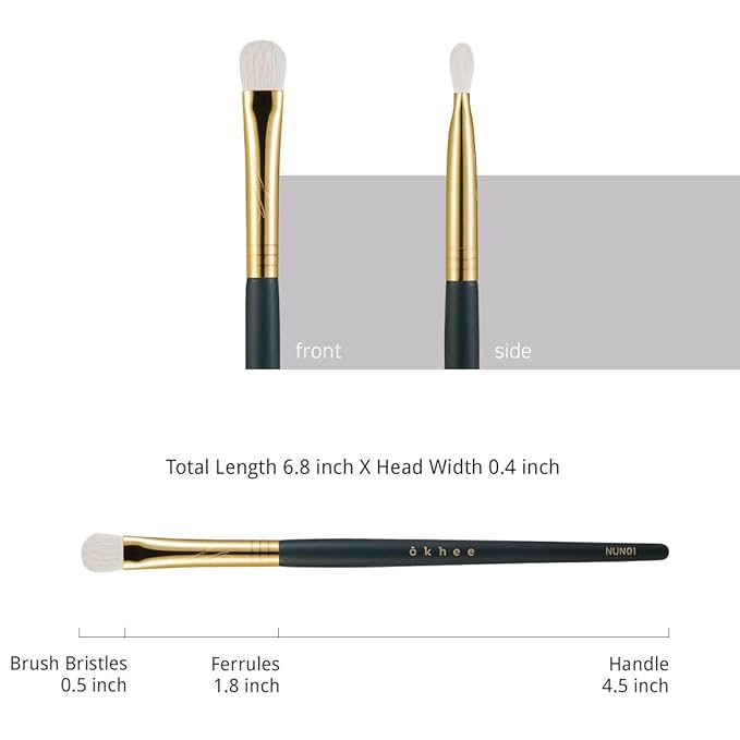 SOO ADOR okhee Base Eyeshadow Brush NUN01 – Professional Korean Eye Makeup Brush, Large Blending Brush for Smooth Base Application, Minimal Fallout