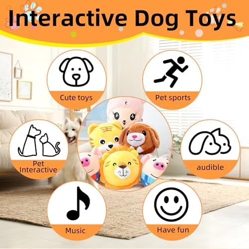 Jiexily Active Moving Pet Plush Toy, 2025 New Squeaky Moving Dog Ball Toy Interactive Puppy Toys, Rechargeable Cartoon Plush Bounce Talking Toys to Keep Them Busy (Pink Pig)