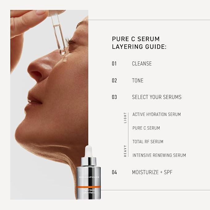 Rodan + Fields Pure C Serum | 10% Ascorbic Acid Vitamin C Formula for Refined-Looking Skin | Antioxidant Support for Daily Skincare | Water-Free Formula | Non-Comedogenic Facial Serum