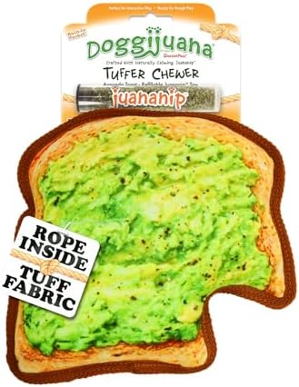 Doggijuana Tuffer Chewer Dog Toy, Avocado Toast | Plush, Squeaky
