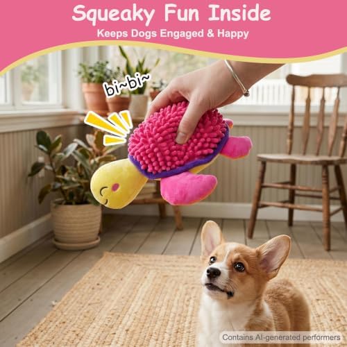Squeaky Plush Turtle Dog Toy – Interactive Chew & Cuddle
