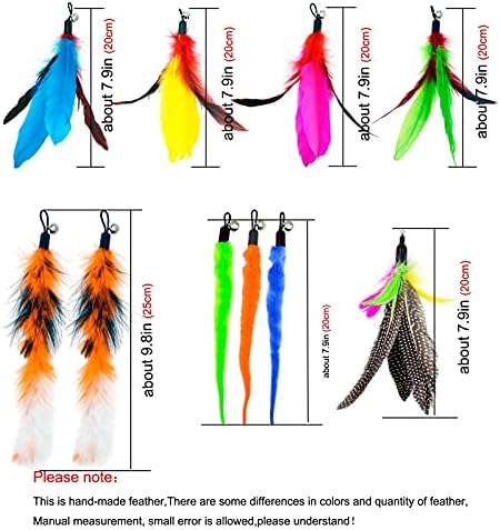 Cat Feather Toys Refills, 10 Pieces Worms Feathers Refills, Cat Wand Replacement Feathers Toy for Indoor Cats