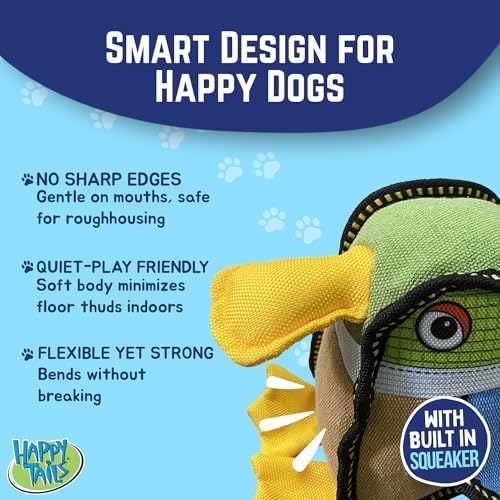 Happy Tails Square Duck Dog Toy - Medium to Large Dogs, Durable Polyester, Squeaky Sound, Reinforced Stitching, Safe Chew Toy, Interactive Play