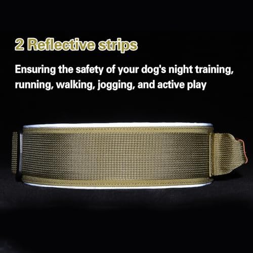 2" Tactical Dog Collar with Airtag Holder & Handle for Large Dogs (Brown)