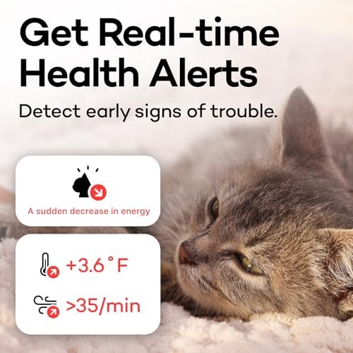 Health Tracker for Cats - Smart Cat Collar with Safety Breakaway Buckle for Indoor Cats, Wellness Alerts, Real-time Monitoring (Red, XS)