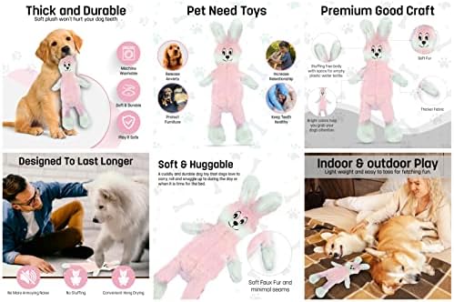 FGA MARKETPLACE Monkey-Pink Rabbit Flat NO Stuffing NO Squeak Plush Dog Toy, Funny Style Will Entertain Your Pet for Hours, Recommended for Small and Medium Dog 21 INCH Long