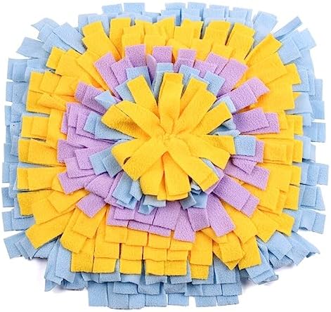 Vedem Small Animal Snuffle Mat Fleece Foraging Mats Interactive Feeding Toy Rabbit Guinea Pig Rat Hamster Anti Slip Treat Dispenser (Yellow)