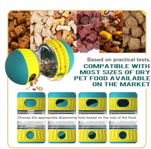 Interactive Food Puzzles Ball for Dogs, Adjustable Treat Dispensing Dog Puzzles Feeder Slow Feeding to Keep Them Busy,Stimulating Dog Toys Suitable Mediu and Larger Dogs（XL Blue）