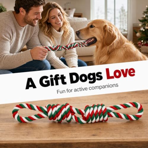 Heavy Duty Dog Rope Toys, Thick Braided Tug Toy for Small Medium Large Dogs (Red and Green, Large)