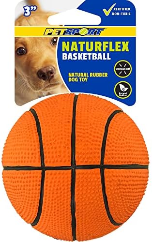 PetSport Naturflex Basketball Toy - Durable & Long-Lasting, Non-Toxic Material, Internal Squeaker, Rubber Toy for Dogs, Ideal for Interactive Play and Engagement