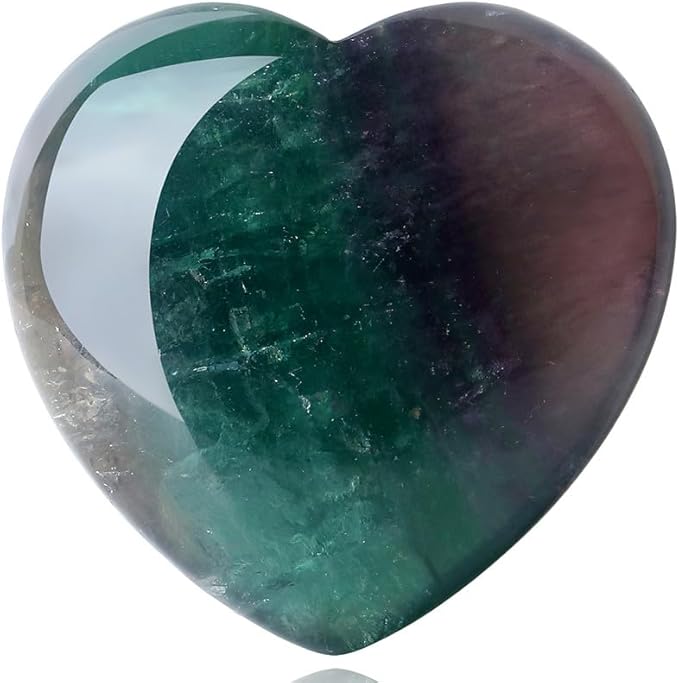 MAIBAOTA 60 mm Fluorite Crystal Healing Crystals Large Heart Love Stone Crystals and Healing Stones Heart Stone for Women Natural Reiki Gemstone Polished Heart Shaped Rocks Meditation
