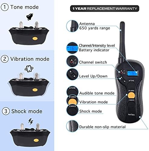 Dog Shock Collar with Remote Control for 2 Dogs 10-140 LBS