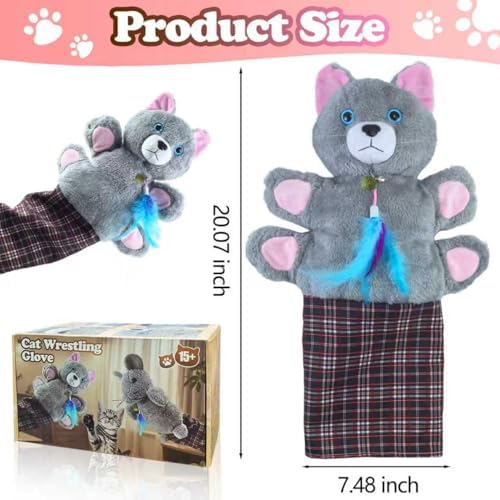 babyye Cat Wrestling Glove, Tough Padding for Safe and Fun Interactive Play, Pet Lovers Relieve Boring Pet Safe Cats Dog Interactive Play