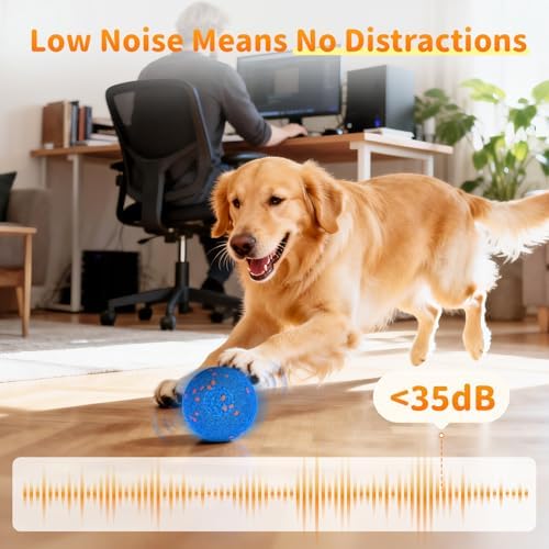 Smart Interactive Dog Toys, Interactive Dog Ball with IPX7 Waterproof, E-TPU Material, Low Noise, Automatic Moving/Bouncing/Rotating for Medium and Large Dogs Indoor & Outdoor Stimulation