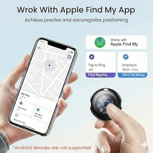 2 Pack MFi Certified Tracker Tags Work with Apple Find My iOS Only | Bluetooth Tracker Air Smart Locator Tags for Worldwide Tracking Waterproof for Luggage Bags Pet Wallet Backpack Key Finders