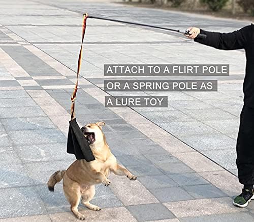 Dewonch Leather Bite Rag for Dog Training, K9 Puppy Toy to Build Prey Drive,Train Bite Grip,Play Tug of War Game with Handle