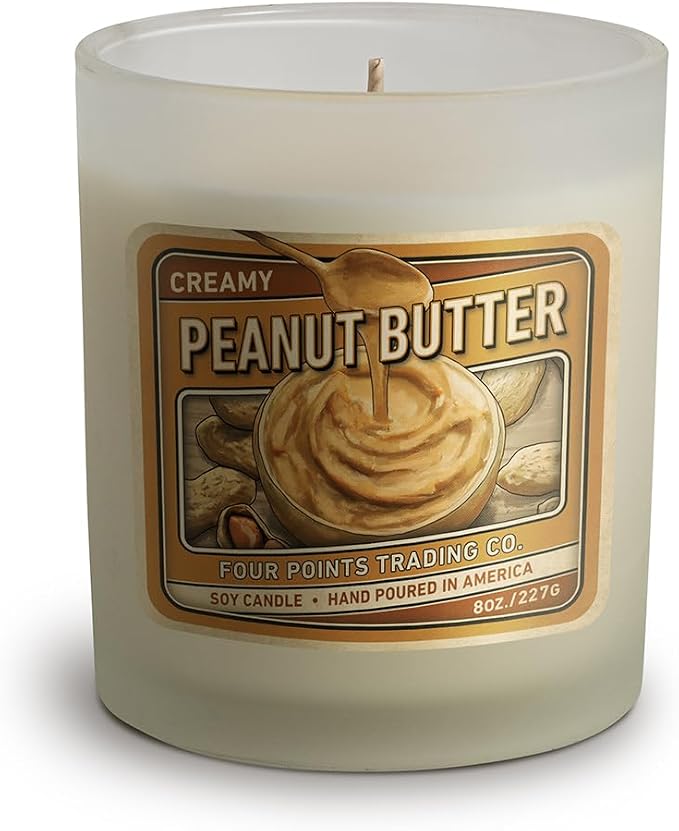 Peanut Butter Scented Candle, 8 Oz. Handcrafted Soy Wax Candles for Men & Women, Fragrant Aromatherapy Candle with Jar, Unique Room Scents, Relaxing Home Essentials for Mom, Daughter or Friend