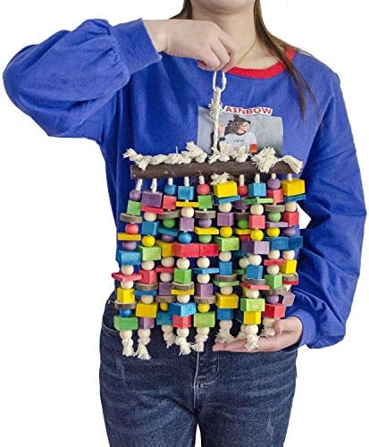 15.7"X9.8" Large Bird Parrot Chewing Toy-Natural Wooden Parrot Tearing Toys